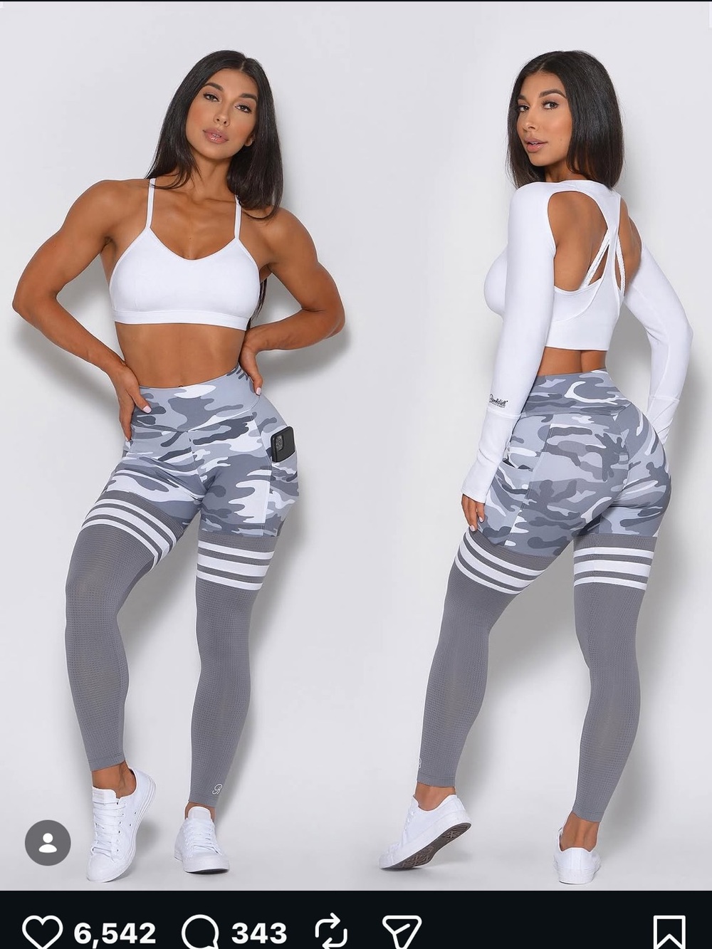 Bombshell pocket thigh high gray camo Leggings medium weight